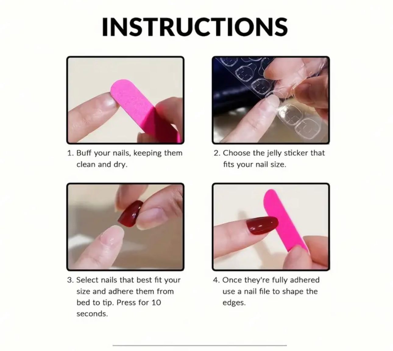 24pcs French white border medium square fake nails