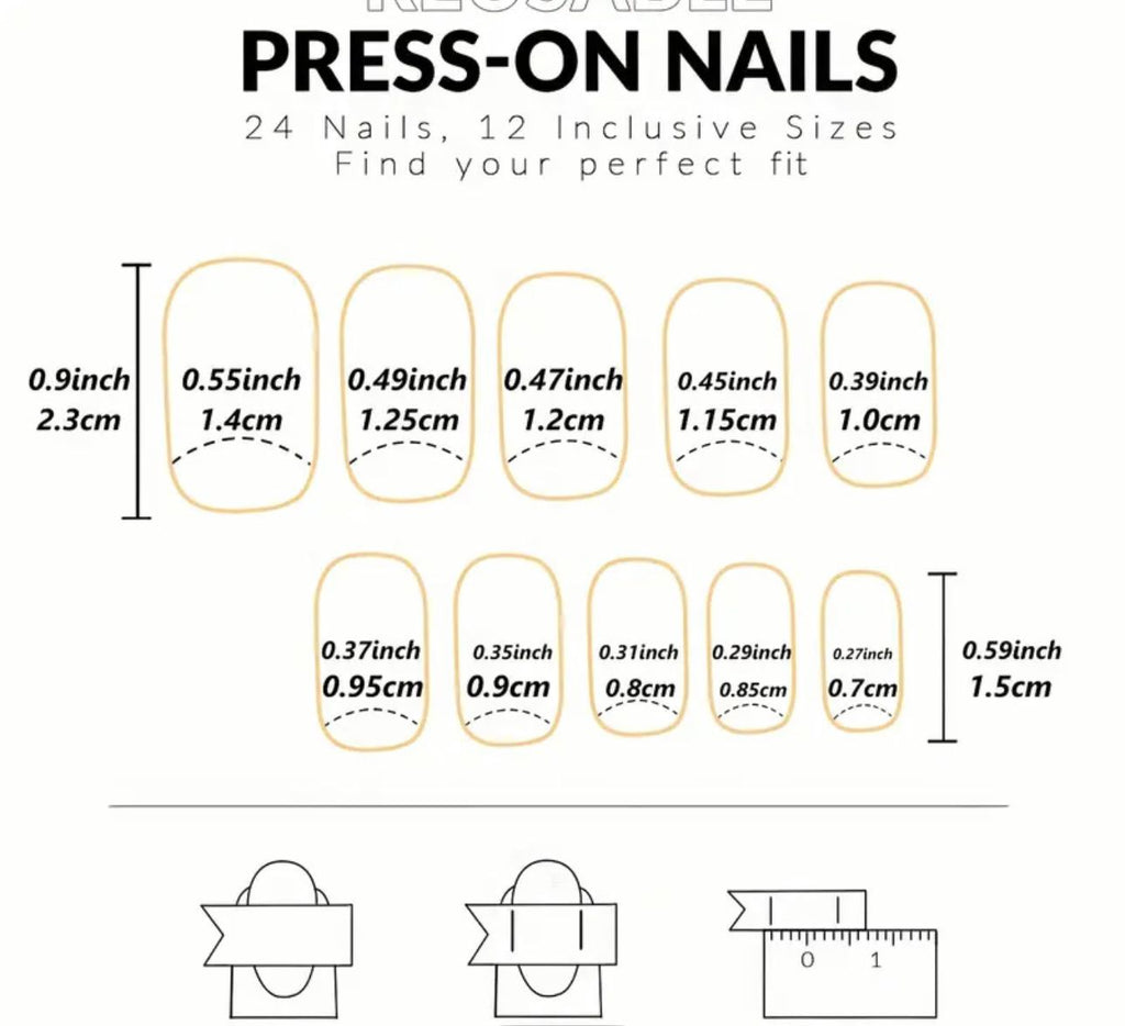 24pcs French white border medium square fake nails